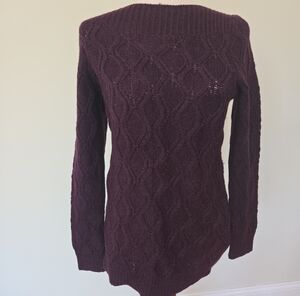 LOFT Women's Cable Knit Long Sleeve Sweater - Plum